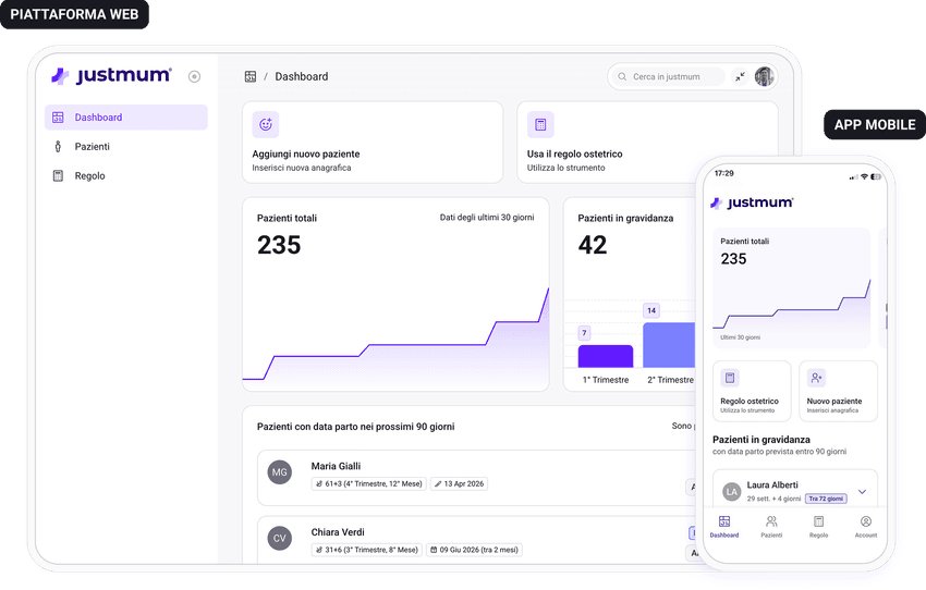 Piattaforma web e app mobile justmum